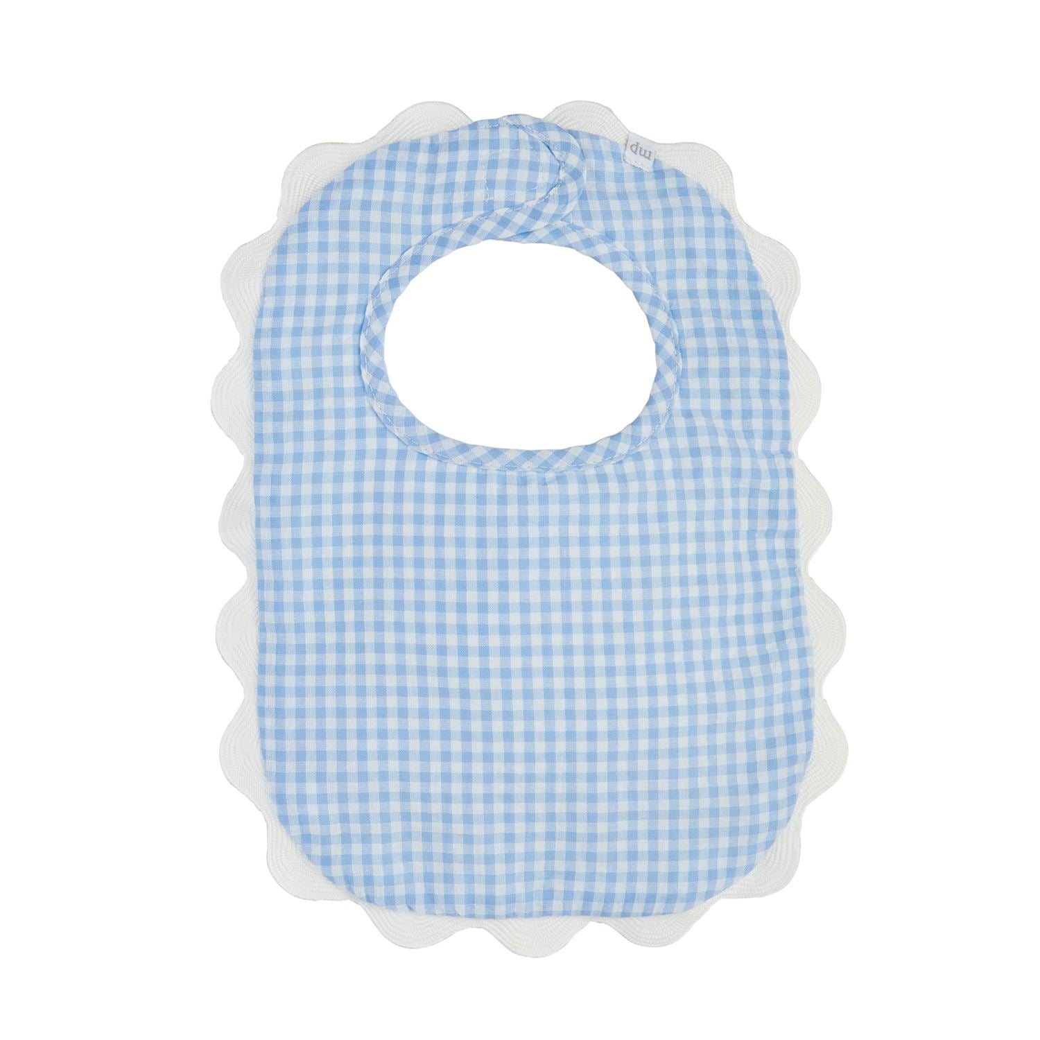 White Scallop Bib with Embroidered Red Hearts main image 0