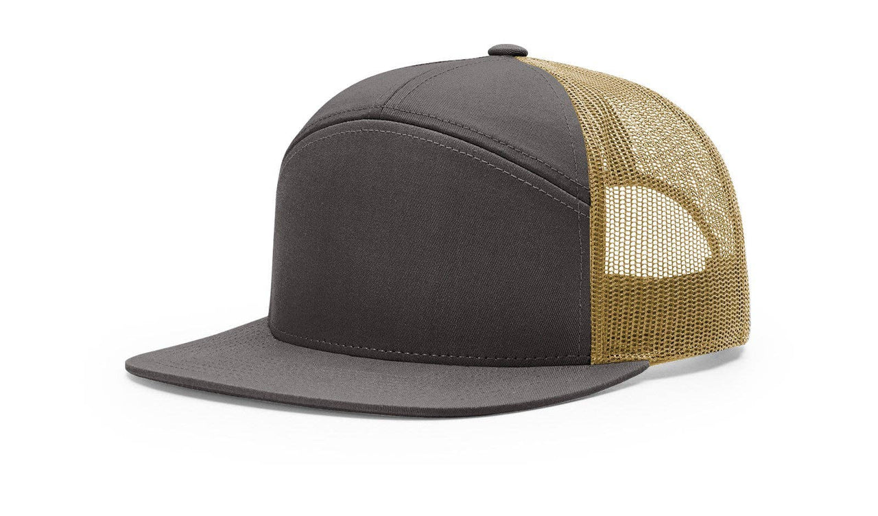Richardson 168 7 Panel Trucker Snapback Hat, Flat Bill Cap