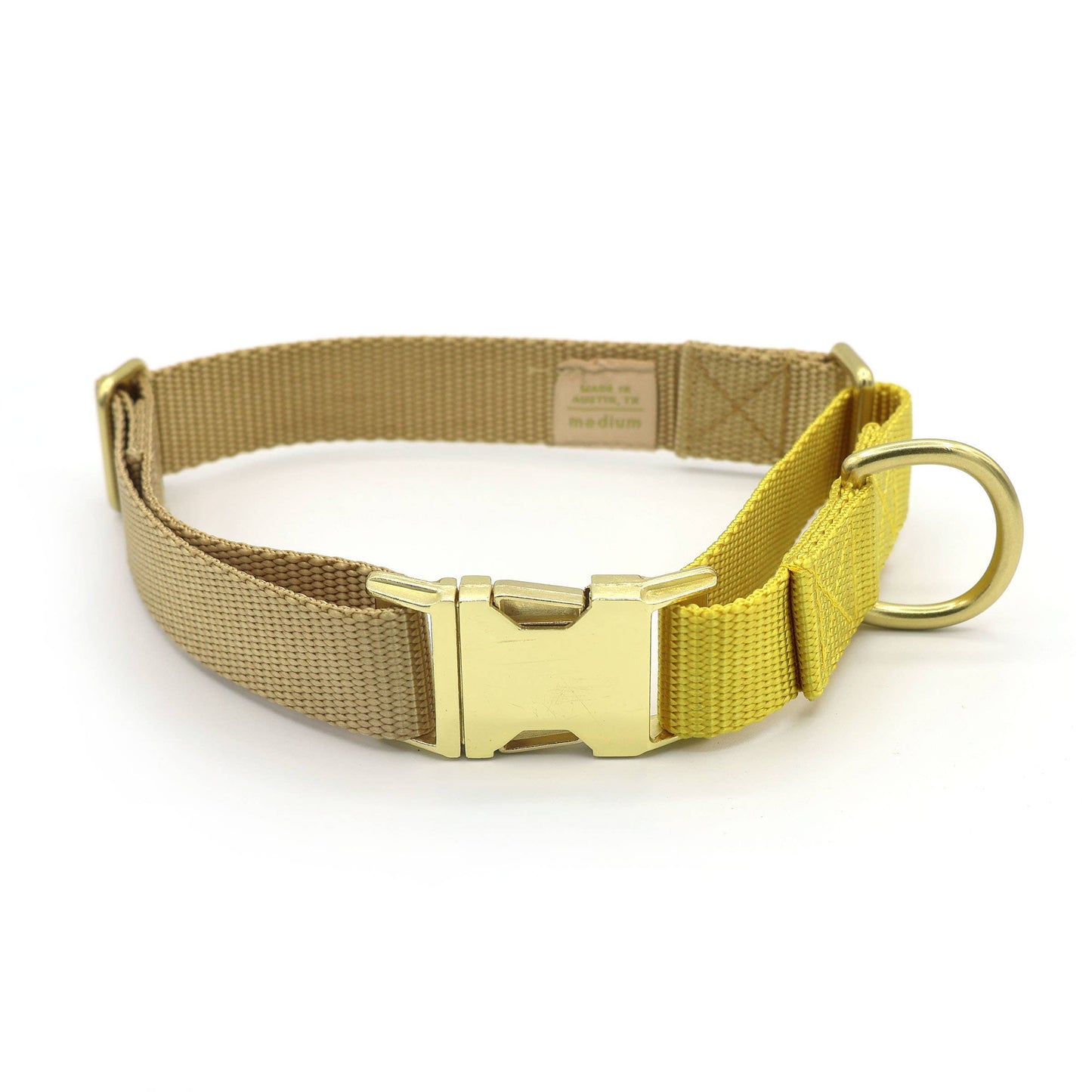 Side-release martingale collar / brass snap