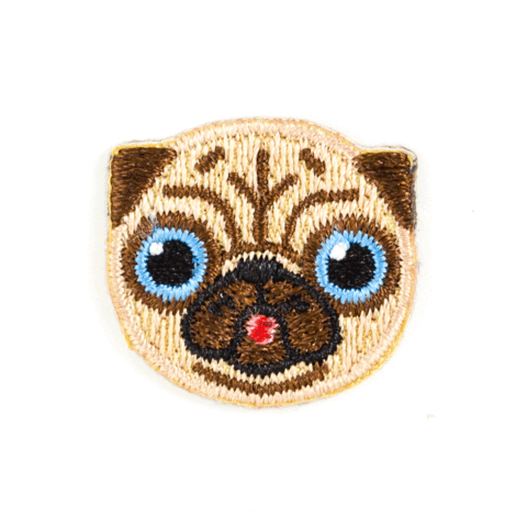 Pug Dog Embroidered Sticker Patch