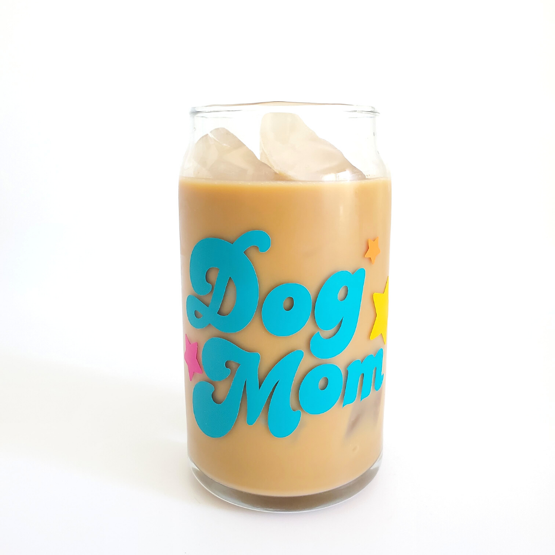 Dog Mom 16 oz. Beer Can Glass