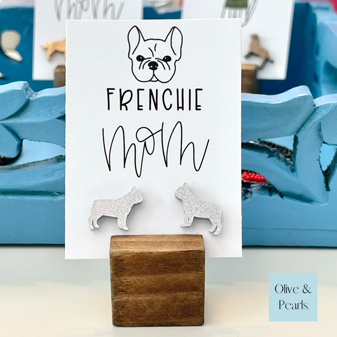 Silver French Bulldog Earrings