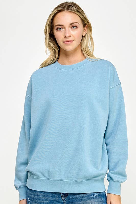 Fleece Burn Out Oversized Crew Neck Sweatshirt