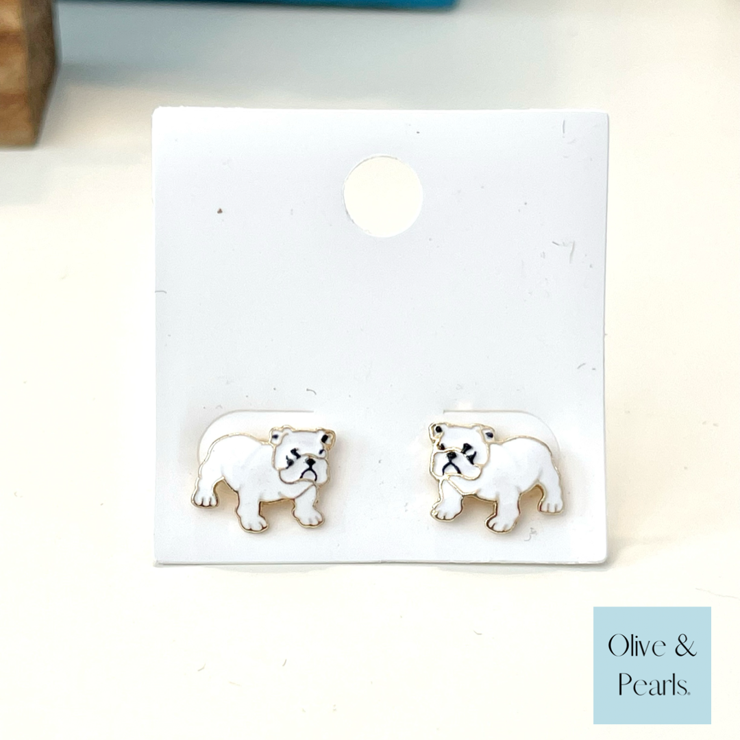 Bulldog Enamel Earrings