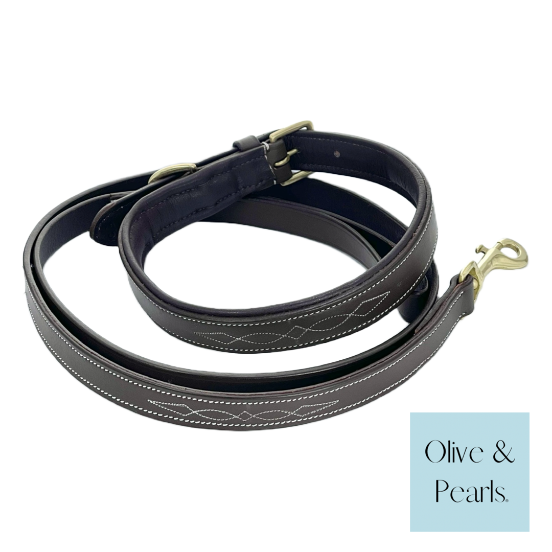 Bespoke Leather Leash with Fancy Stitch