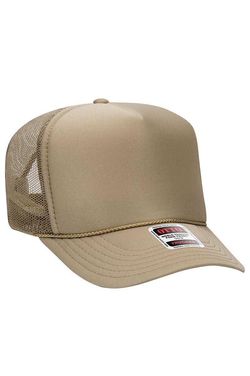 OTTO Khaki Foam Front High Crown Trucker Hat