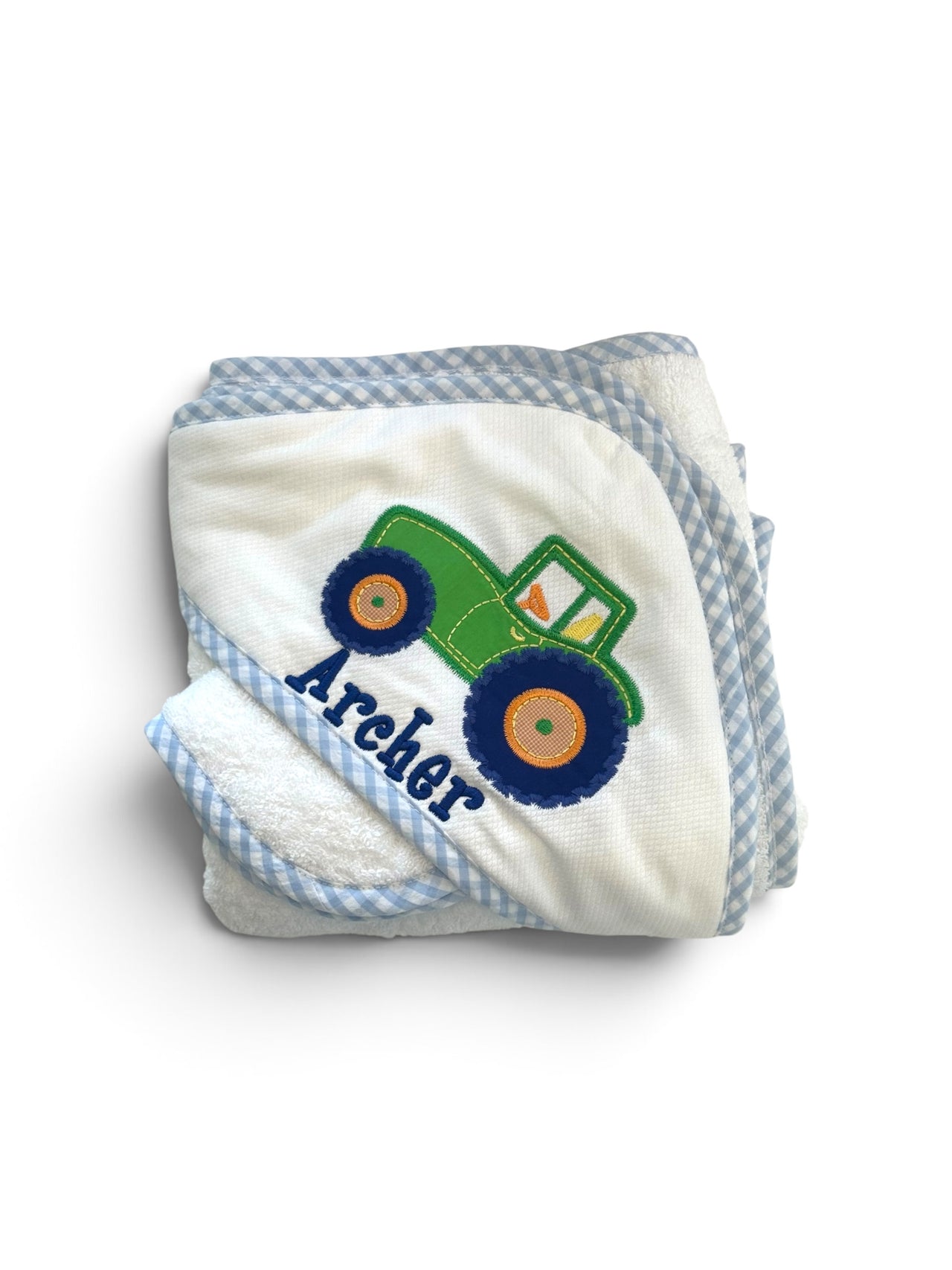 Tractor Applique Hooded Towel & Washcloth Set