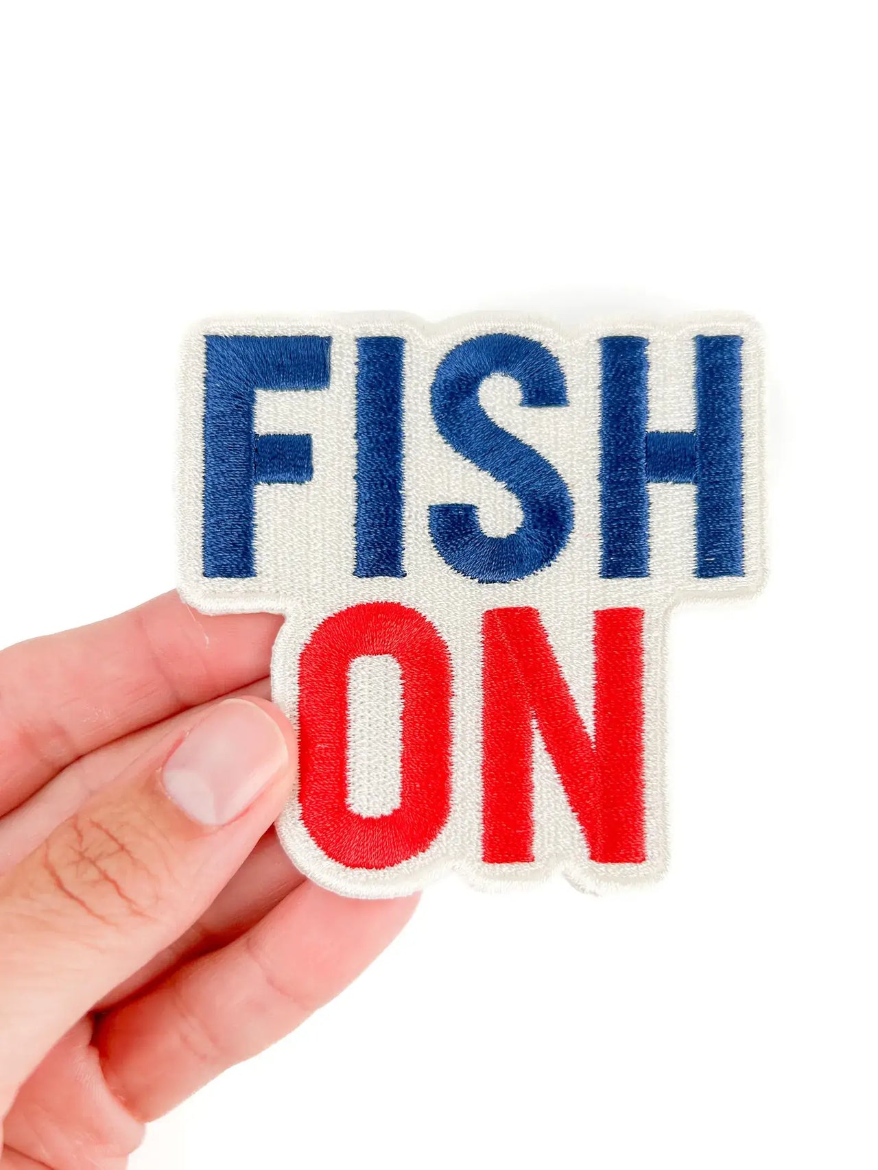 Fish On Embroidered Iron on Patch