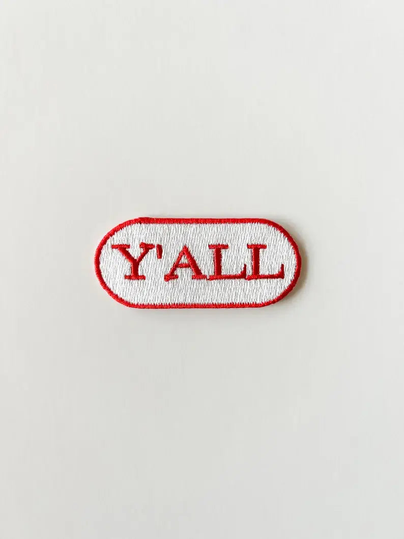 Red & White Y'all Embroidered Iron-on Patch