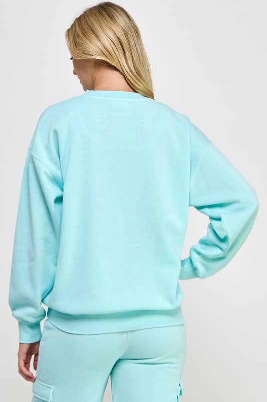 Fleece Burn Out Oversized Crew Neck Sweatshirt