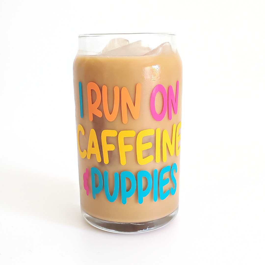 Caffeine & Puppies Glass