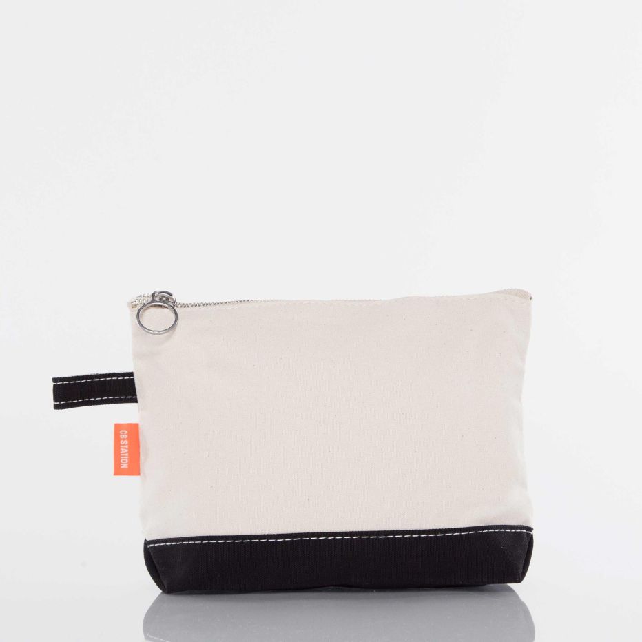 Canvas Pouch with Color Block Initials