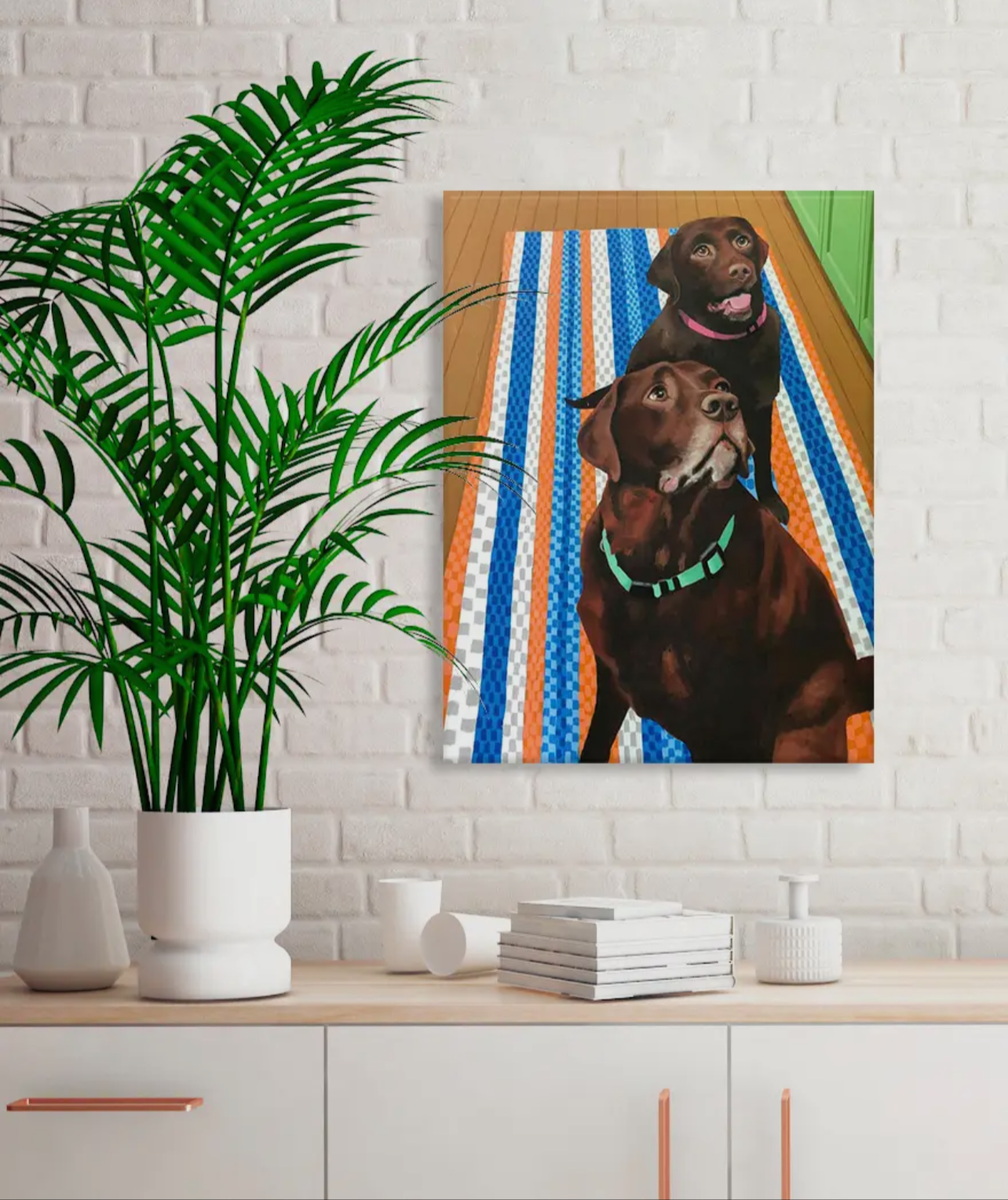 Dog Tales-Mocha & Nate Stretched Canvas