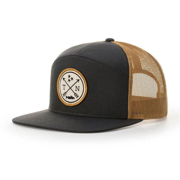 Richardson 168 7 Panel Trucker Snapback Hat, Flat Bill Cap