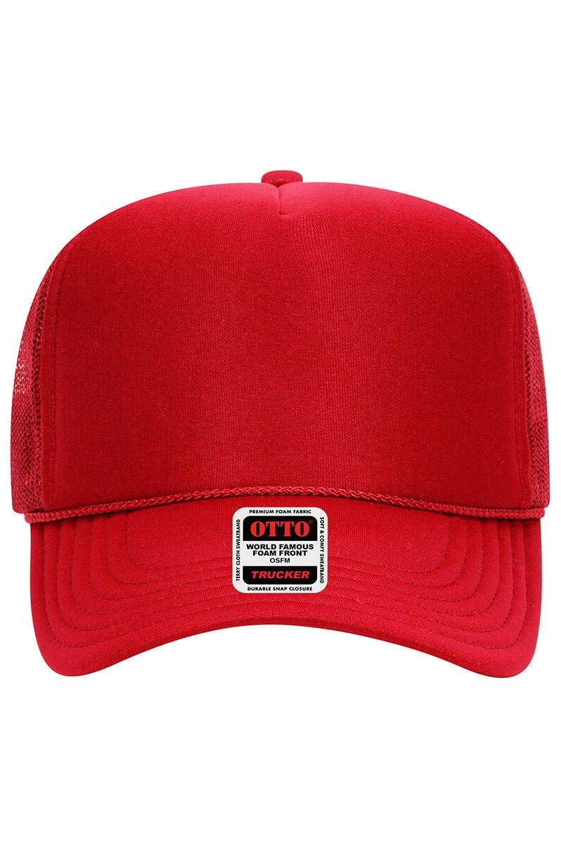 OTTO Red Foam Front High Crown Trucker Hat
