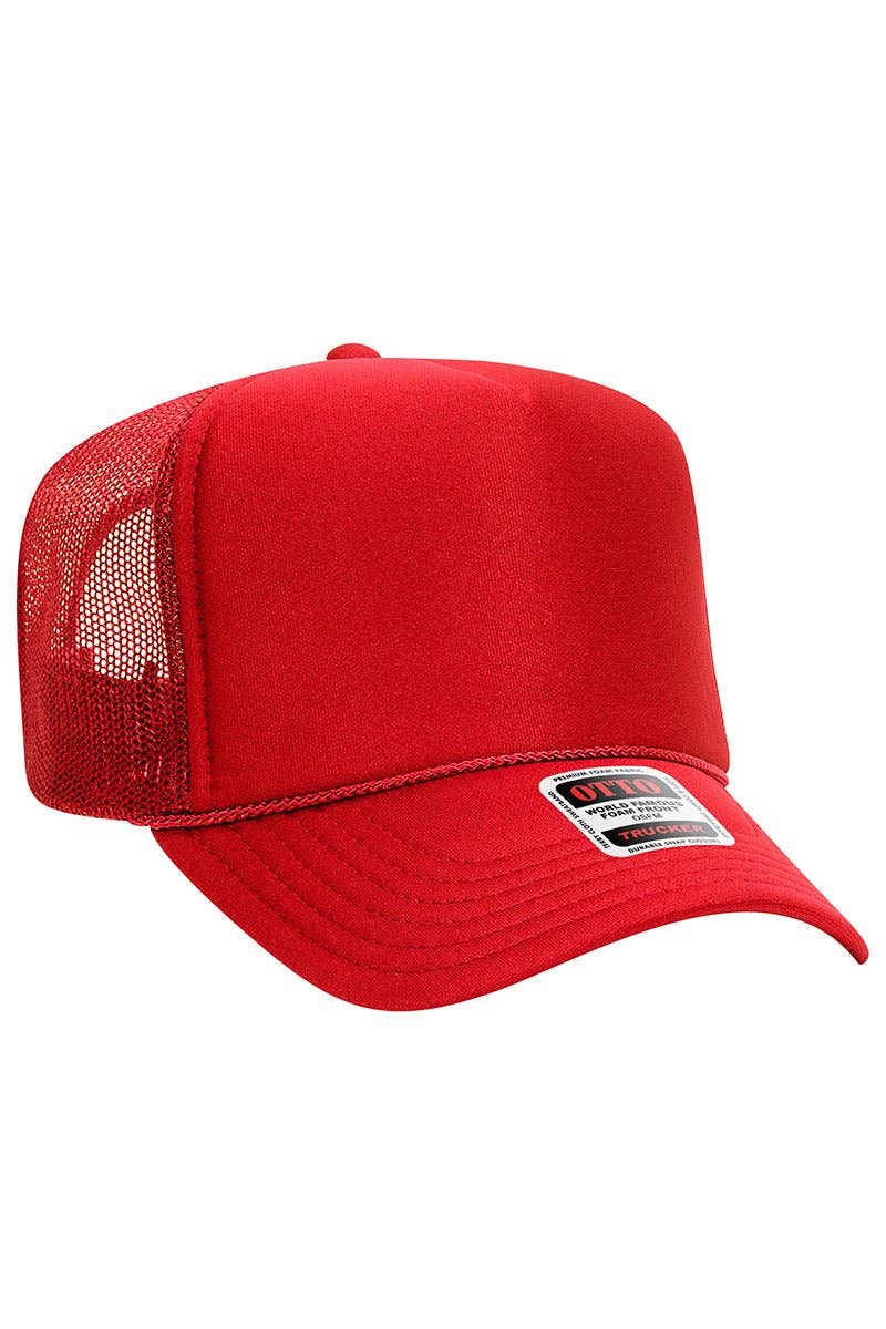 OTTO Red Foam Front High Crown Trucker Hat