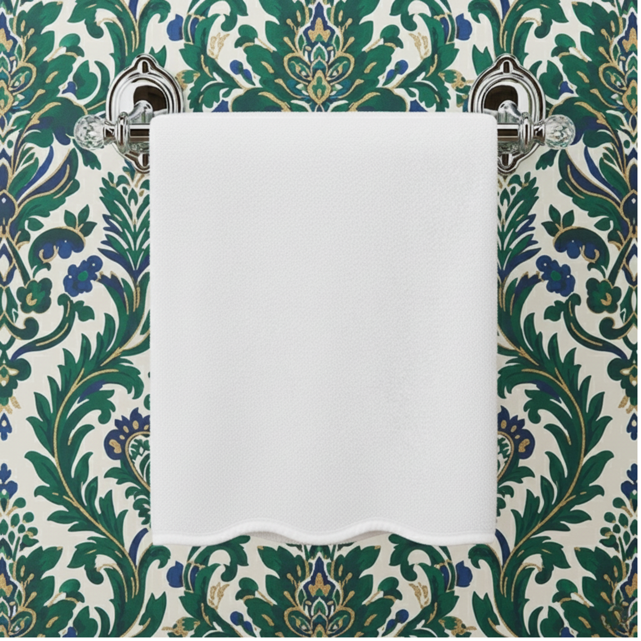 Luxury Cotton Hand Towel with Scallop Piping