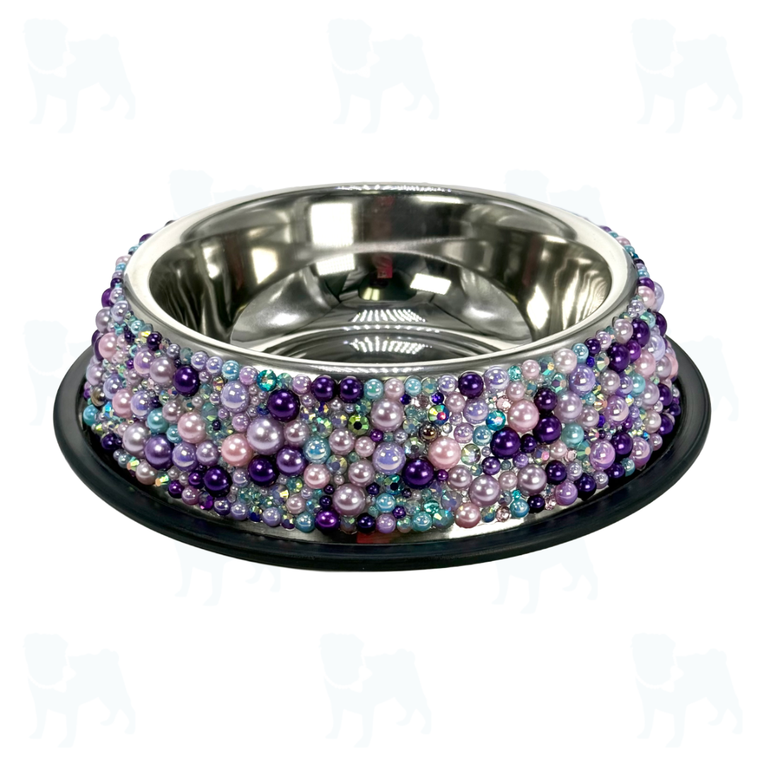Pearl and Rhinestone Embellished Pet Bowl