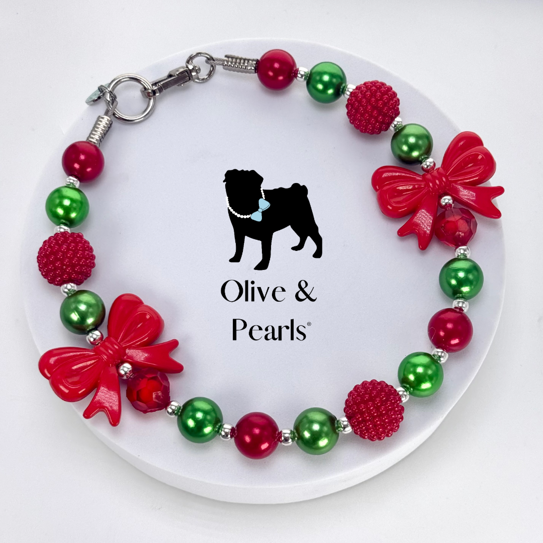 The “Emmy Lou” Christmas Pearl Dog Collar