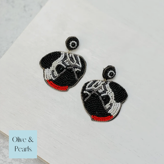 Beaded Pug Earrings