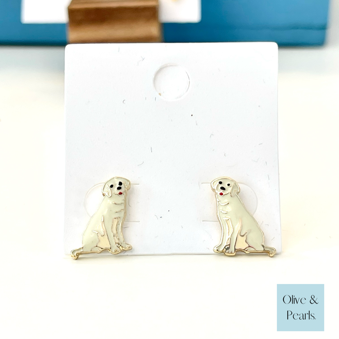 Yellow Lab Enamel Earrings