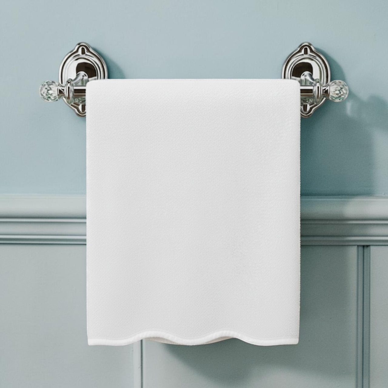 Luxury Cotton Hand Towel with Scallop Piping
