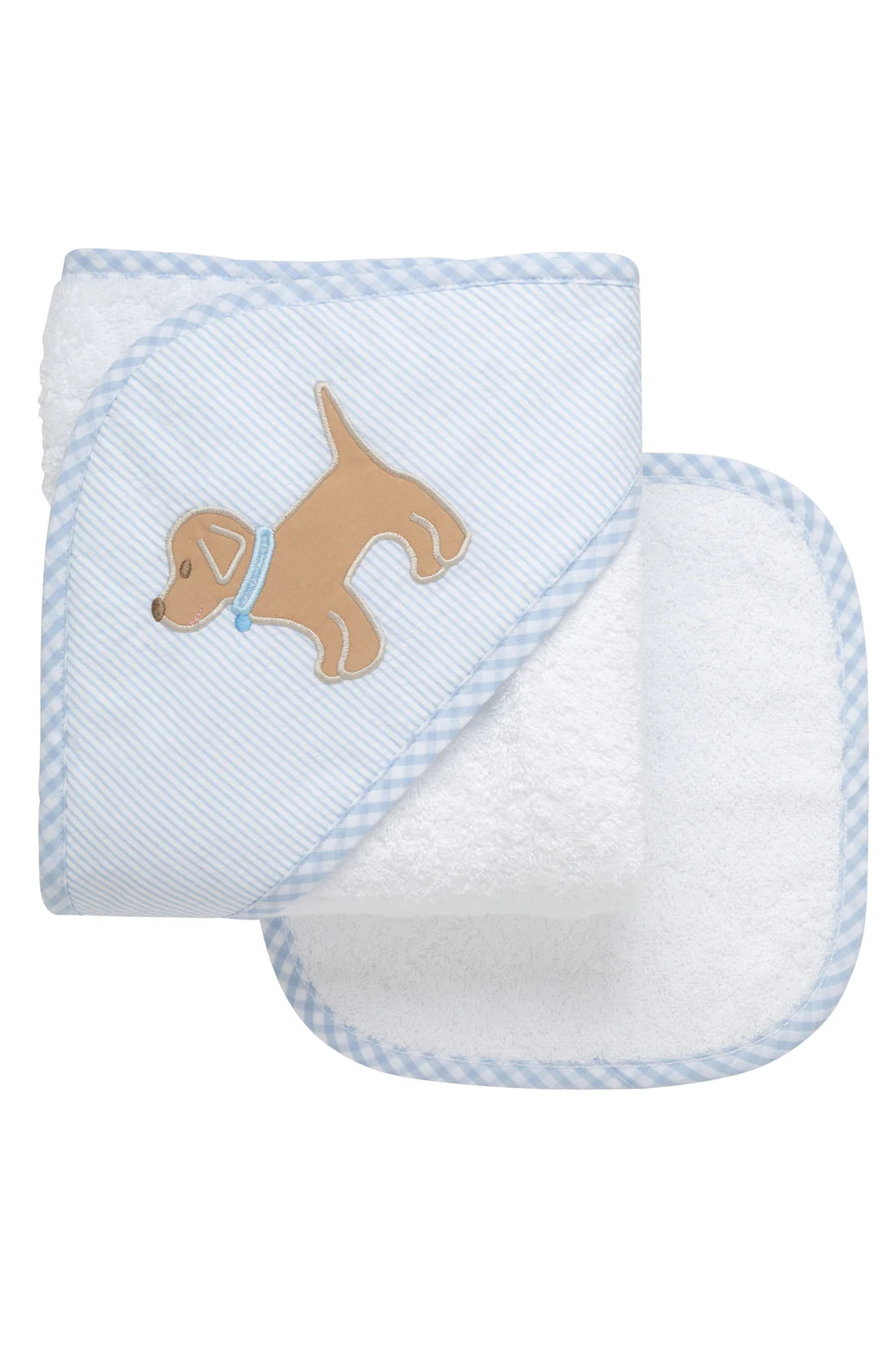 Pink Puppy Applique Hooded Towel & Washcloth Set