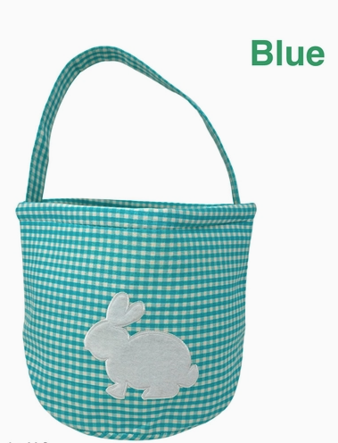Gingham Easter Basket with Bunny Applique