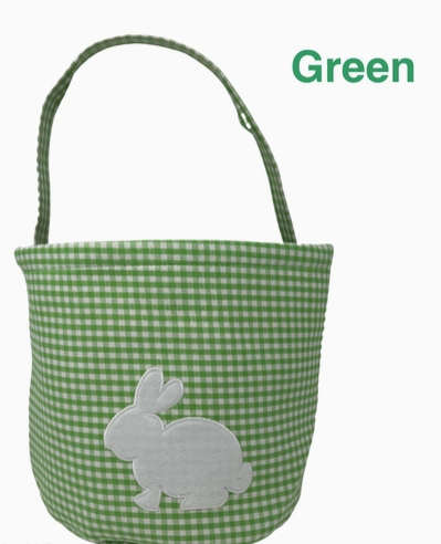 Gingham Easter Basket with Bunny Applique