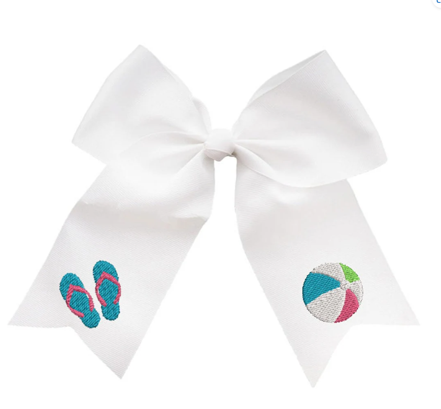 Embroidered Hair Bow with Mini Designs