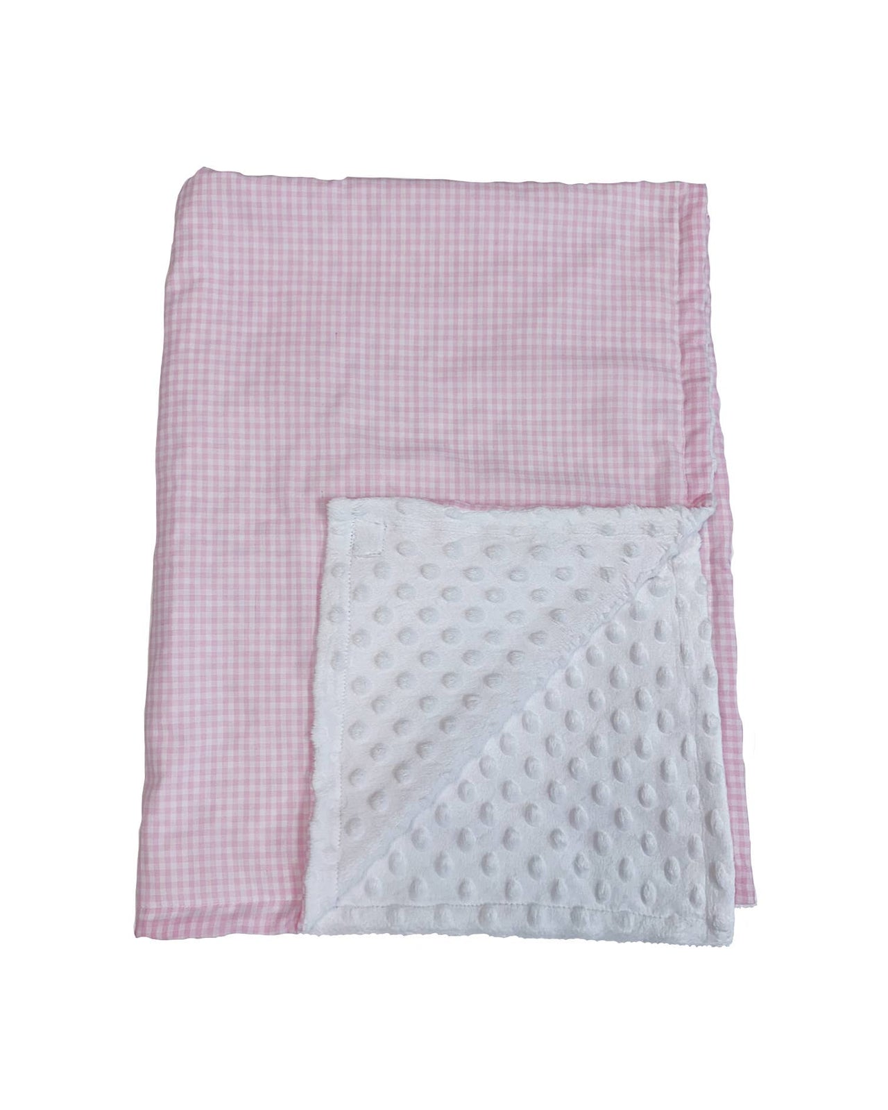 Pink Gingham Minky Dot Blanket