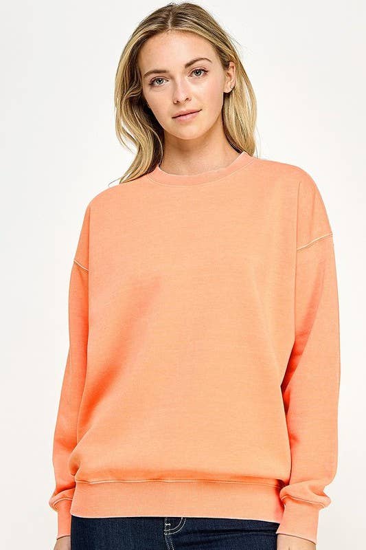 Fleece Burn Out Oversized Crew Neck Sweatshirt