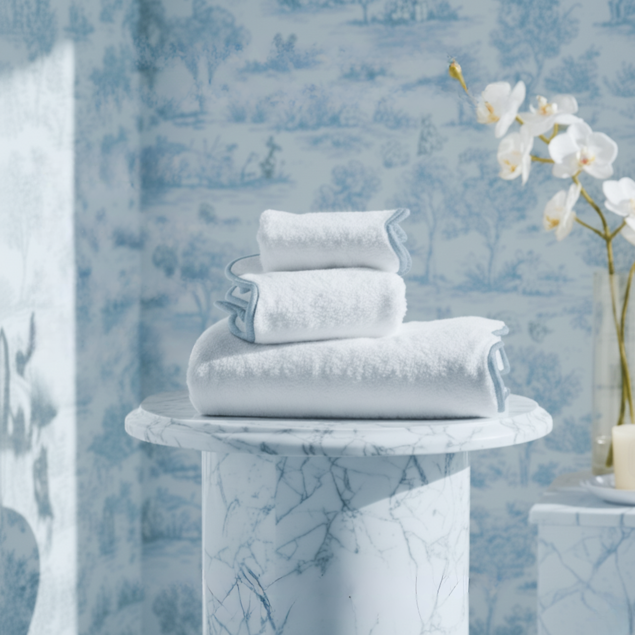 Luxury Scallop Piping Bath Towel Set (6-Piece)