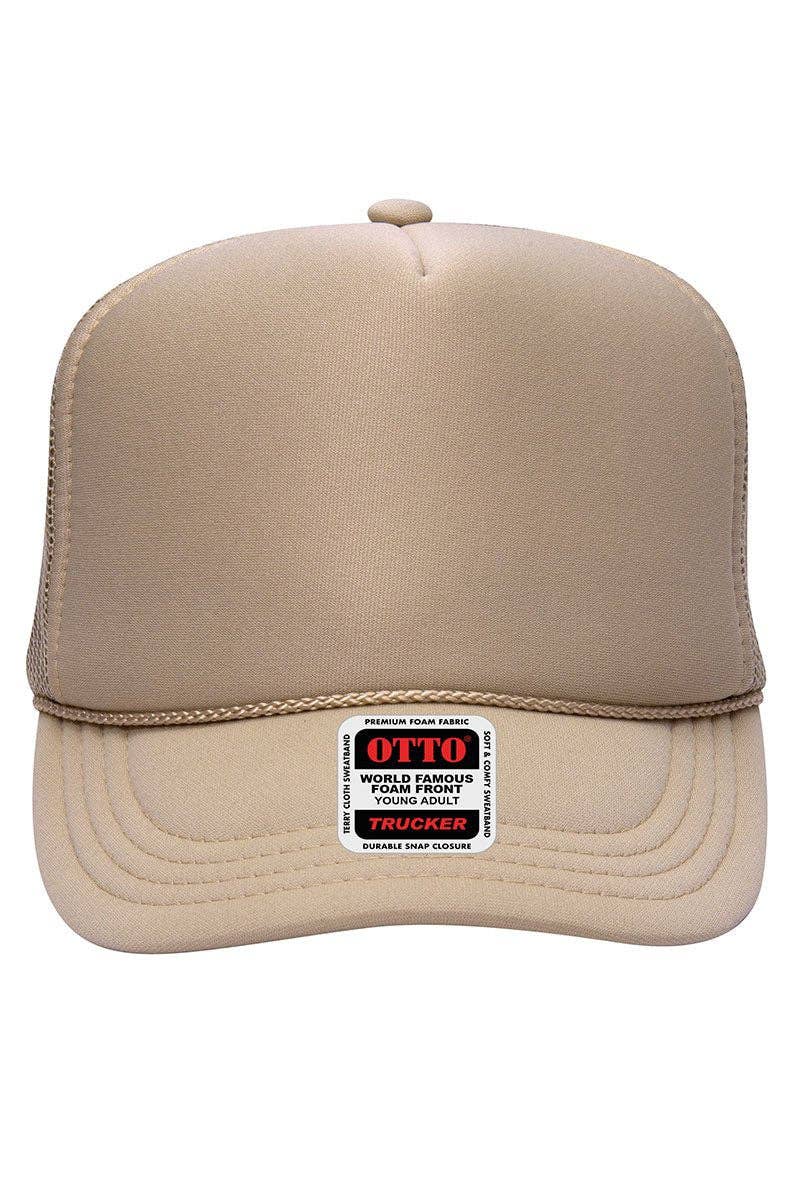 OTTO Khaki Foam Front High Crown Trucker Hat
