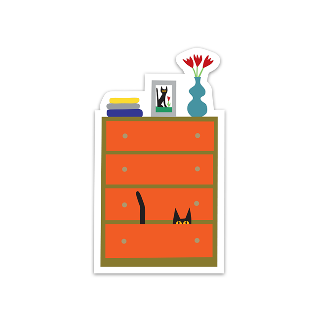Cat in Dresser Sticker