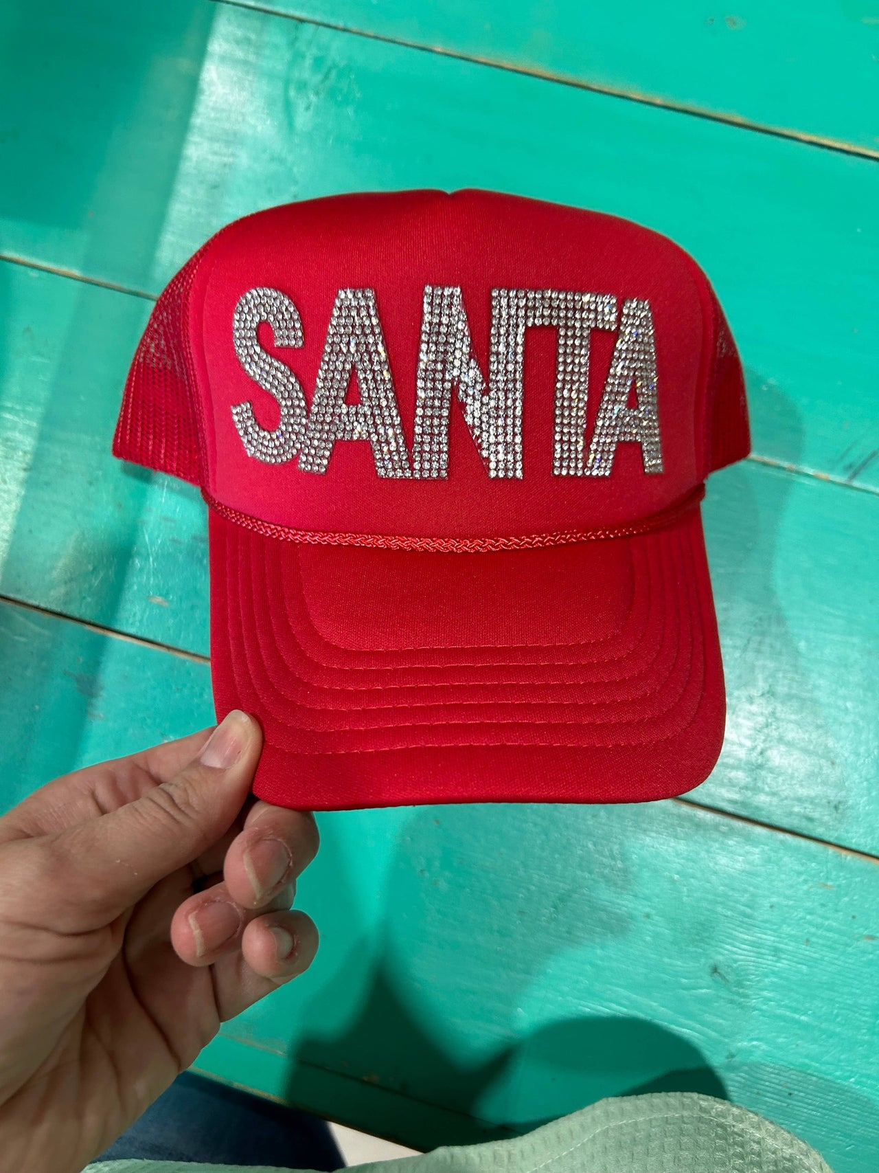 Rhinestone SANTA Trucker Hat