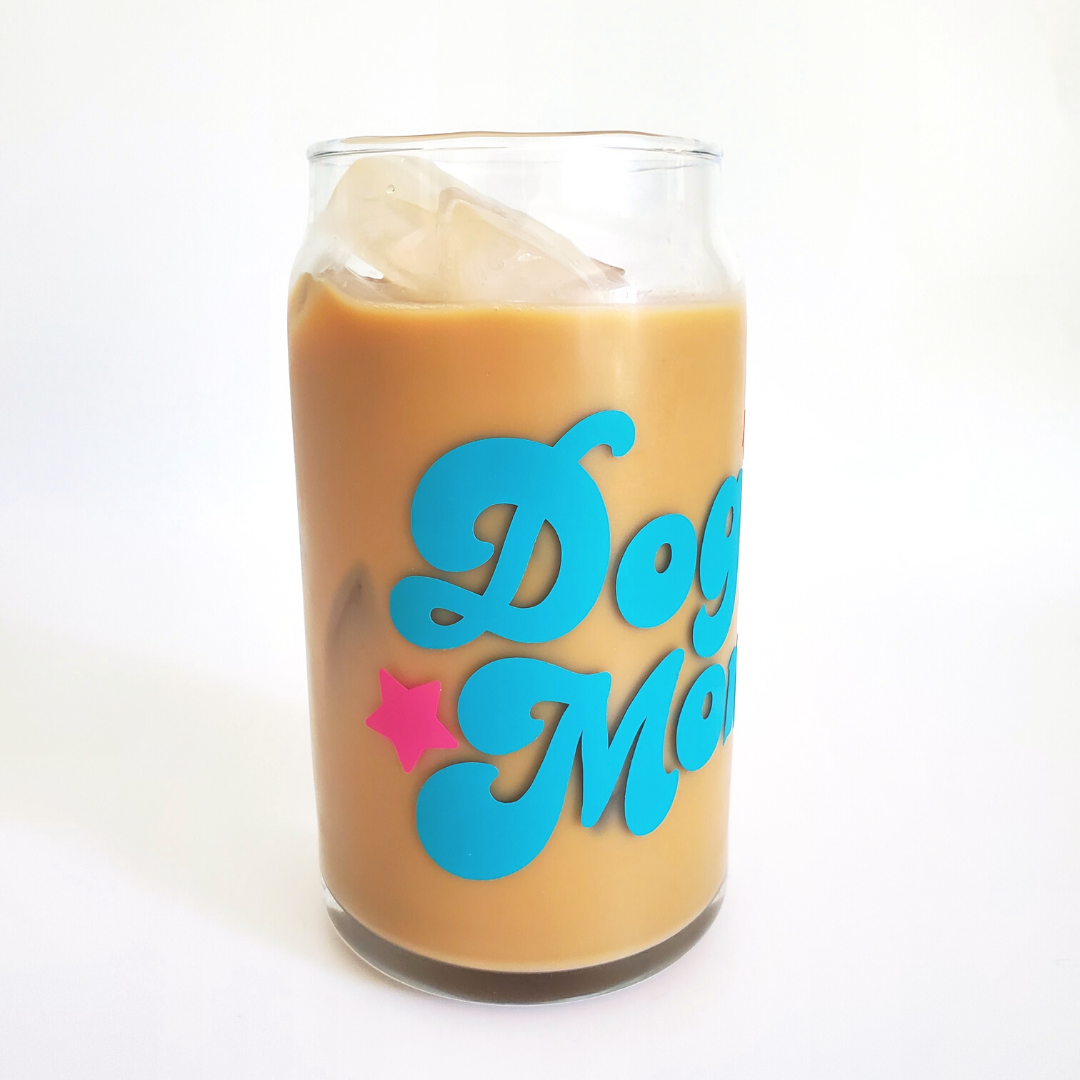 Dog Mom 16 oz. Beer Can Glass