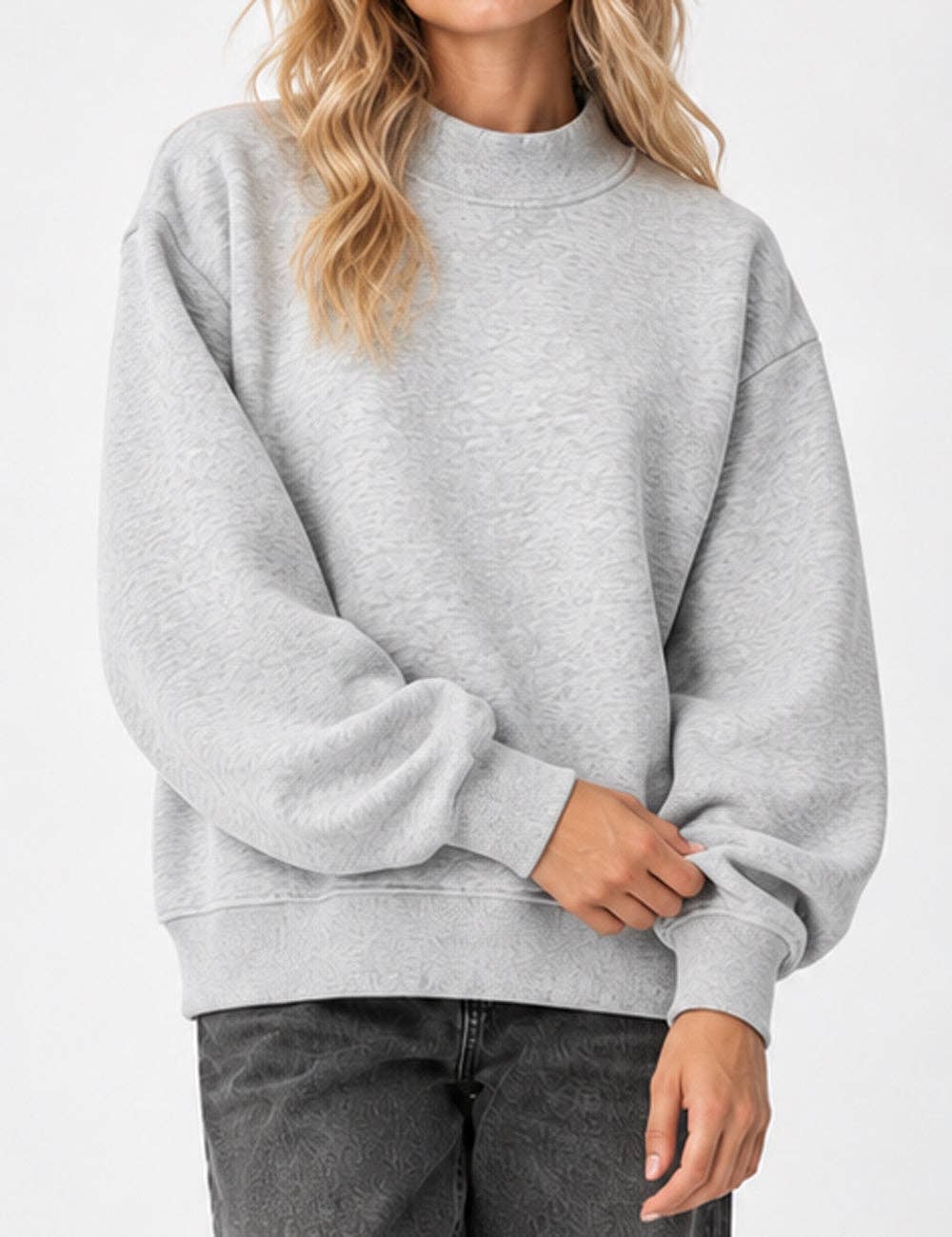 Ladies Cozy Fleece Mock Neck Long Sleeves Pullover Sweatshirt