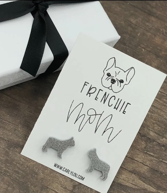 Silver French Bulldog Earrings