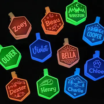 Glow In the Dark Pet ID Tag with Custom QR Code