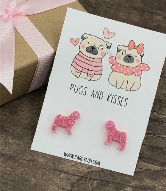 Pink Pug Earrings