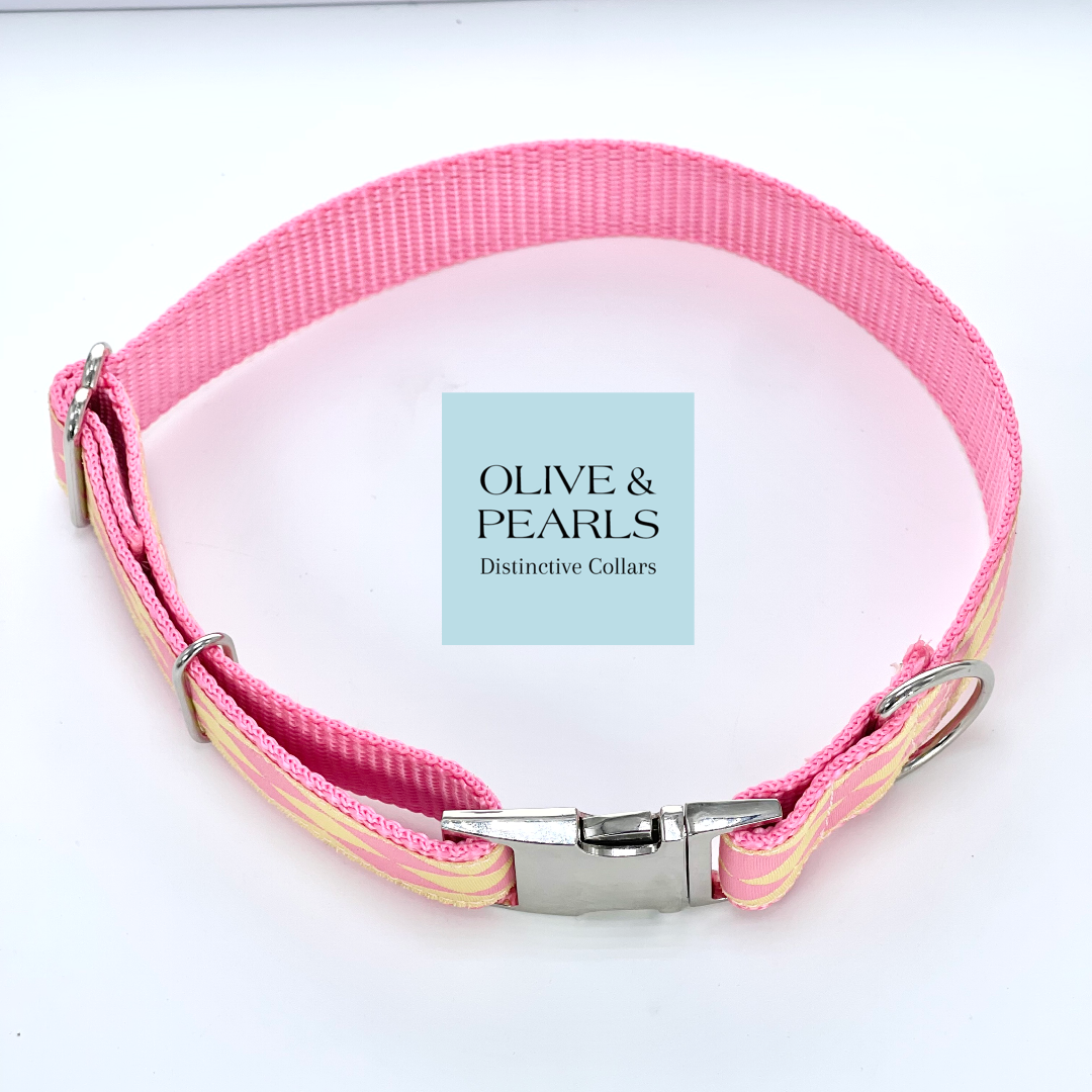 Pink Harlequin Personalized Collar