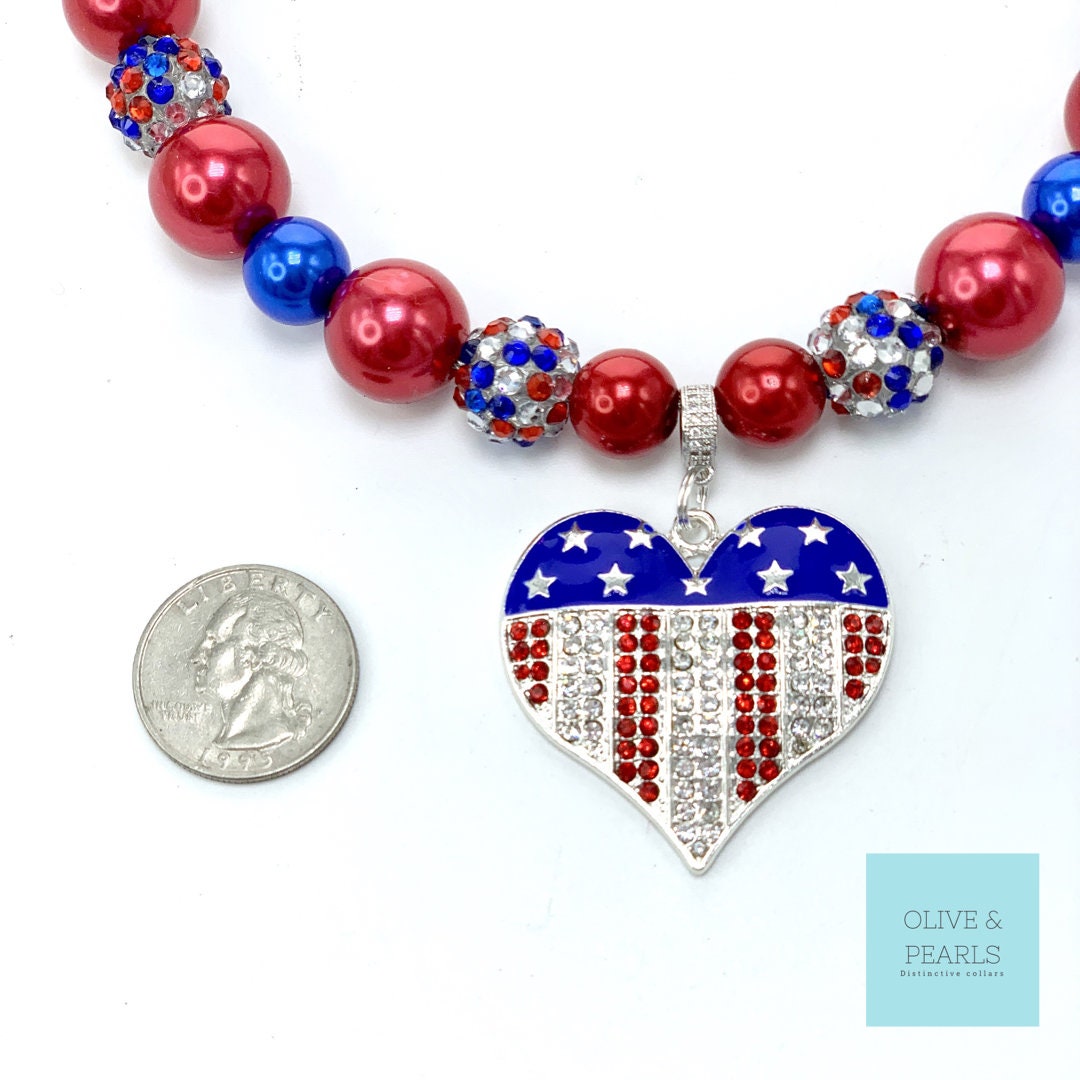 The Anna Blair Patriotic Pearl Dog Collar